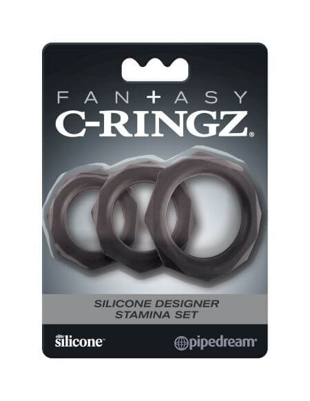 FANTASY C RINGZ SILICONE DESIGNER STAMINA SET BLACK-1