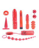 Pipedream Extreme Toyz Collection Sex Toy Kit Red showcasing various red pleasure products for diverse sensations.