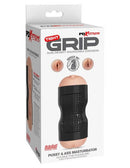 PDX Extreme Tight Grip Pussy & Ass Masturbator packaging featuring dual-density squeezable strokers.