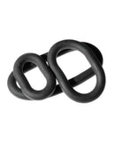 The Xplay Mix 3 Pack Silicone Wrap Ring Ultra Stretch in black, showcasing its flexible and adjustable design.