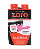 Perfect Fit Zoro 5.5 Inch Strap On with Case Pink packaging showcasing its comfortable design and features.
