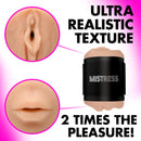 Mistress Double Shot Mouth and Pussy Stroker Light with ultra realistic texture for enhanced pleasure.