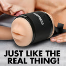 Mistress Double Shot Mouth and Pussy Stroker Light realistic toy with parting lips for dual pleasure.