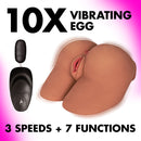Mistress Mia Backdoor Butt Vibrating Masturbator Tan with 10 speeds and 7 functions for enhanced pleasure.