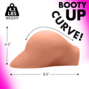 Mistress Mia Backdoor Butt Vibrating Masturbator Tan showing realistic curves and dimensions, 8.5 inches by 4.5 inches.