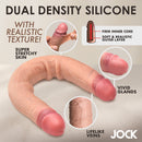 Jock 15.75 Inch Dual Density Double Dildo Medium showcasing lifelike texture and details for enhanced pleasure.