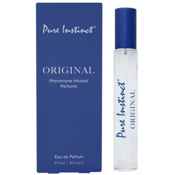 Pure Instinct Pheromone Infused Eau de Parfum Original 0.31 fl oz / 9.2 ml bottle and box.