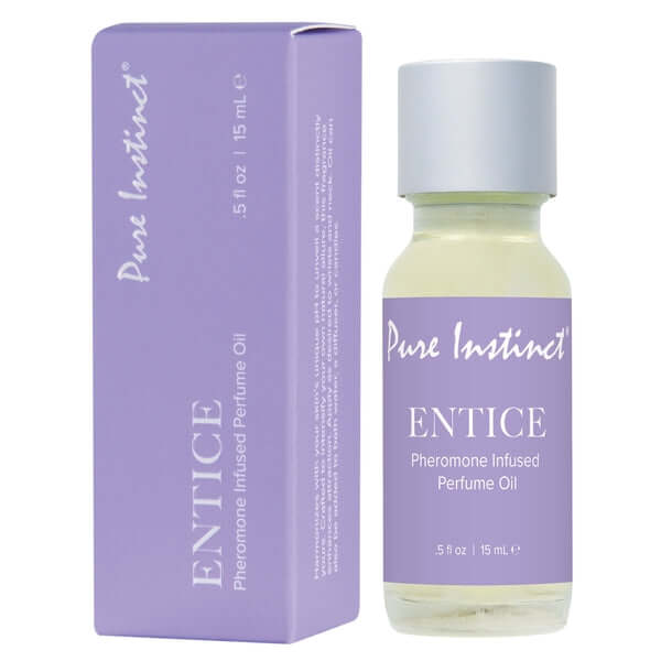 Pure Instinct Pheromone Infused Eau de Parfum Entice 0.5 fl oz / 15 ml bottle and packaging.