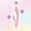 Play With Me Fairy Flutter Pink Rabbit Massager with 360° rotation, 7.75" length, 4.5" insertable, 1.25" diameter measurements.