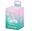 Satisfyer Pixie Dust Air Pulse Vibrator Violet Pink packaging featuring air pulse technology and touch-free clitoral stimulation.