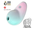 Satisfyer Pixie Dust Air Pulse Vibrator Violet Pink showcasing its award-winning design and features.