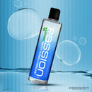 Passion Natural Water-Based Lubricant 10 Oz in a bottle with bubbles on a blue background.