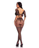 Pink Lipstick Amplify Crotchless Bodystocking Black showcasing a daring open-back and crotchless design, perfect for bold occasions.