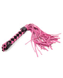Plesur 15 Inch Leather Flogger Pink with polished suede leather tails in a playful design.
