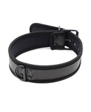 Plesur Neoprene Puppy Collar Black showcasing its soft neoprene build and secure D-ring attachment.