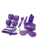 Plesur Everything Bondage 12 Piece Kit Purple includes cuffs, collar, and accessories for restraint play.