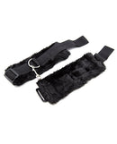 Plesur Fuzzy Bedroom Bondage Kit Black soft fuzzy cuffs for comfortable light bondage exploration.
