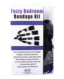 Plesur Fuzzy Bedroom Bondage Kit Black packaging with cuffs and straps for easy bondage setup.