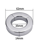 Plesur Beginner 14 mm Magnetic Ball Stretcher dimensions, showcasing polished stainless steel design and measurements.