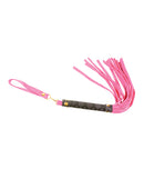 Plesur Mini Leather Flogger Pink with suede tails and a comfortable grip for impact play.