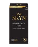 Lifestyles SKYN Supreme Feel Condoms Pack of 10 featuring innovative non-latex design and supreme sensitivity.