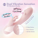Play With Me Fairy Flutter - Pink rabbit massager with dual vibration, 360° rotating G-spot stimulator, flexible curved shaft, and control buttons.