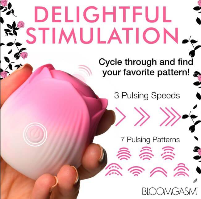 PULSING PETALS THROBBING ROSE STIMULATOR - PINK-5