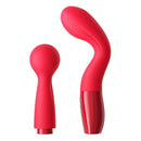 Peak Performa Elix G-Spot and Wand Massager Red, a versatile pleasure tool with interchangeable designs.