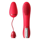 Peak Performa Interchangeable Lushe Egg Massager Red, featuring a textured massager and smooth silicone egg design.