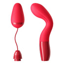 Peak Performa Xyla Interchangeable G-Spot Egg Massager Red with two attachment designs for versatile stimulation.