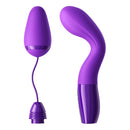 Peak Performa Xyla G-Spot and Egg Massager Purple showing interchangeable curved and rounded attachments.