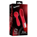 Peak Performa Zira Interchangeable Wand Massager Red packaging with textured and smooth attachments.
