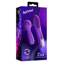 Peak Performa Zira Interchangeable Wand Massager Purple packaging with two different heads showcased.