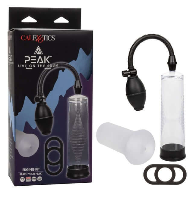 Peak Edging Kit - Complete Male Enhancement and Stimulation System with vacuum pump, rings, and sleeve for prolonged pleasure