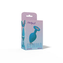 Gemma Clear Iridescent Gem Teal Silicone Butt Plug Medium packaging displayed with product details.