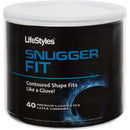 Lifestyles Snugger Fit Latex Condoms 40 Pc Bowl packaging featuring contoured shape fits like a glove.