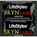 Lifestyles Skyn Large Condoms 12 Pack packaging showing lubricated non-latex condom for premium protection and sensitivity.