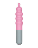 Rock Candy Bubble Gusher Vibrating Stimulator Pink and Grey displaying a compact, playful design with contoured ripples.