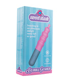 Rock Candy Bubble Gusher Vibrating Stimulator Pink and Grey packaging with playful colors and design.