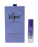Vigor by Raw Chemistry Pheromone Cologne Roll On 10 ml package and bottle on a white background.