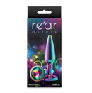 Rear Assets Chrome Tapered Anal Plug Medium packaging with vibrant colors and design.