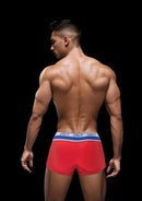 Man wearing Envy Sporty Lace Up Trunk Red S M, showcasing athletic design and comfort from the back.