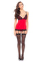 HOLLYWOOD CHEMISE W/G STRING RED S/M (NET)-3