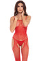 SPARKLE CROTCHLESS BODY STOCKING RED O/S-0