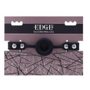 Edge Silicone Ring Gag Black on packaging with geometric design for BDSM accessories.