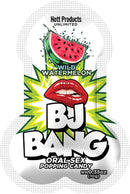BJ Bang Oral Sex Popping Candy Watermelon 10 Gram playful candy packaging with watermelon and lips graphic.