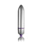 Silver bullet vibrator with a sleek design and purple accents, perfect for discreet pleasure.