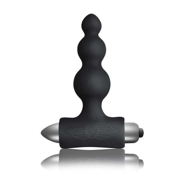 Rocks Off Petite Sensations Bubbles Black Silicone Vibrating Anal Plug with T-shaped base and 7 functions for beginners.
