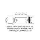 Instruction diagram for battery usage for 80mm Bullet Vibrator Gun Metal Gray, including removal and operation steps.