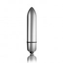 Rocks Off Teazer 7 Speed Black Bullet Vibrator in sleek silver design for focused sensations.